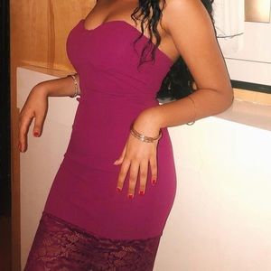 sexy wine tube dress with lace